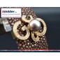 Rochenlederarmband - 750er Goldapplikation mit 51 Diamanten und Tahitiperle